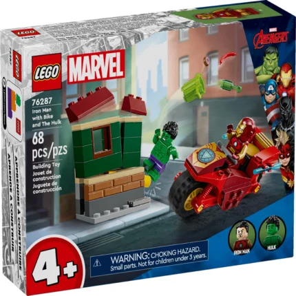 LEGO 76287 Marvel Iron Man with Bike and The Hulk ლეგოს ასაწყობი კუბიკები 68ც