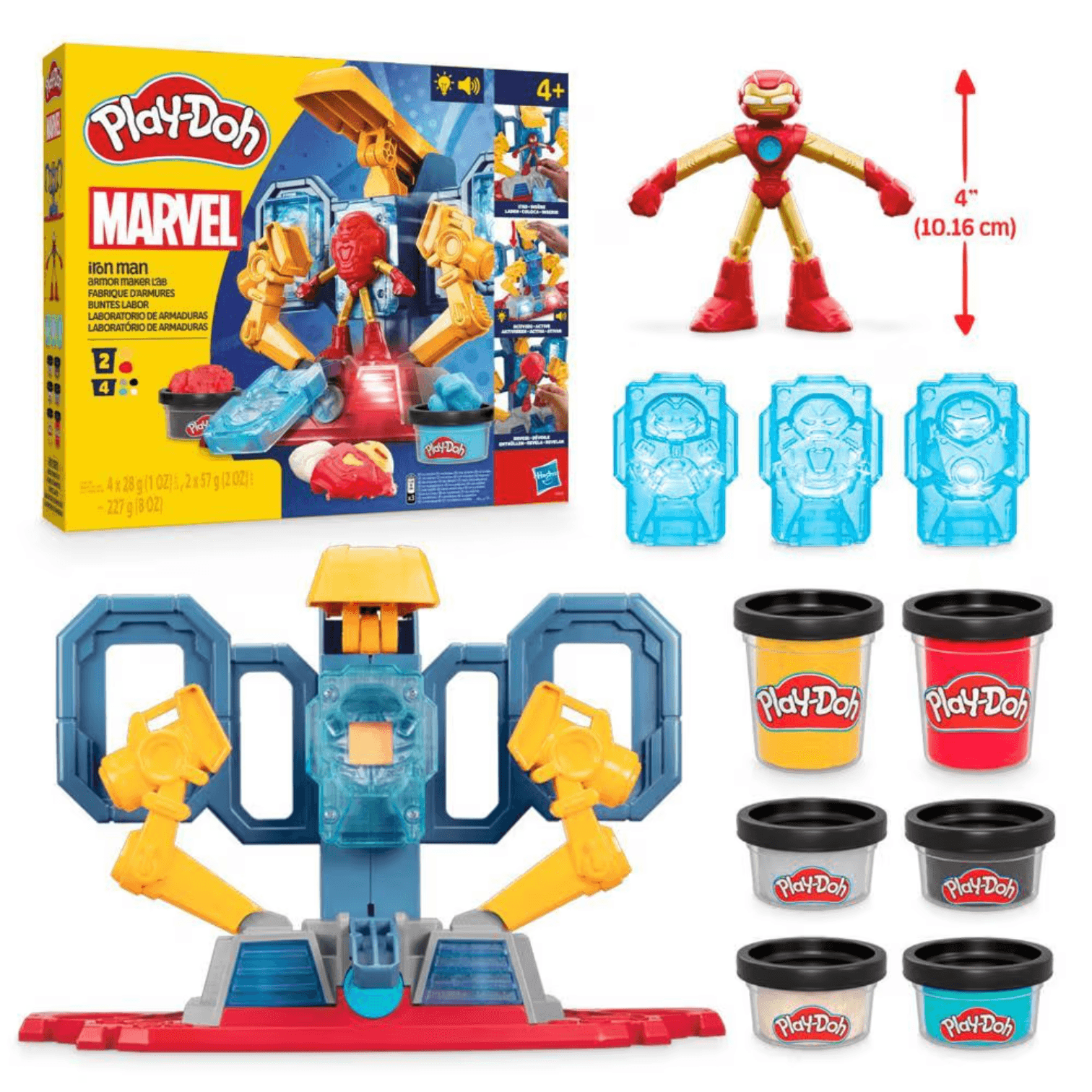 12 Iron Man-ის პლასტელინი Play-Doh Marvel Iron Man Armor Maker Lab Playset with Iron Man Action Figure - Image 1
