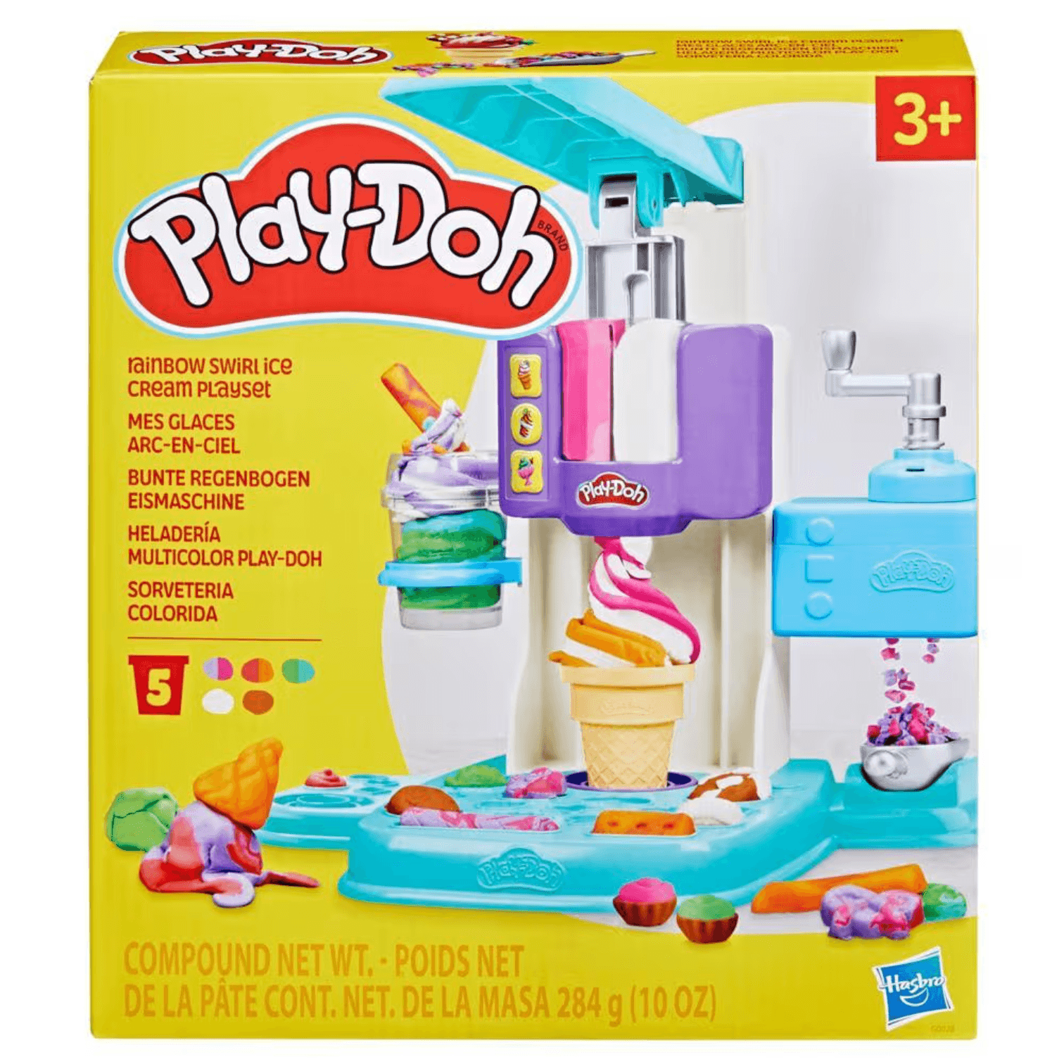 5 პლასტელინი სანაყინე Play-Doh Rainbow Swirl Ice Cream Playset - Image 1