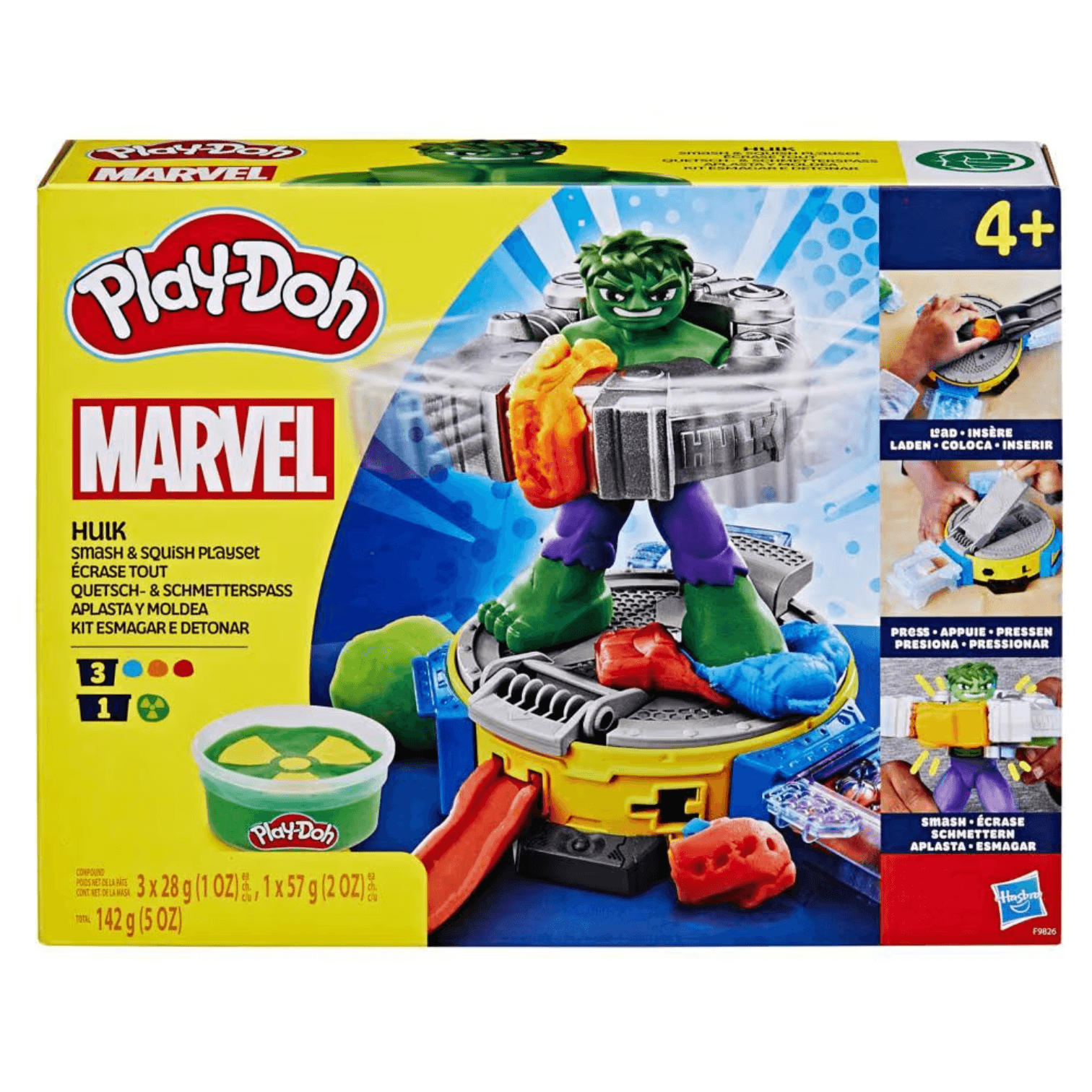 6 Hulk-ის პლასტელინი Play-Doh Marvel Hulk Smash & Squish Playset with Hulk Action Figure - Image 1