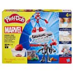 Spider-Man-ის პლასტელინი Play-Doh Marvel Spider-Man Launch & Slice Battle Playset, 2 Action Figures, 7 Accessories