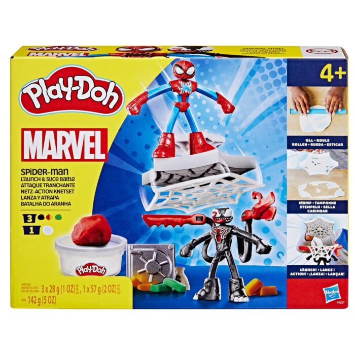 Spider-Man-ის პლასტელინი Play-Doh Marvel Spider-Man Launch & Slice Battle Playset, 2 Action Figures, 7 Accessories - Image 1