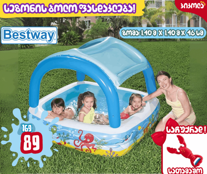 BESTWAY გასაბერი აუზი ტენტით - Image 1