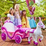 Huffy Disney Princess Royal Horse and carriage - საბავშვო ელექტრო მანქანა დისნეის პრინცესის ეტლი და ცხენი - Image 5