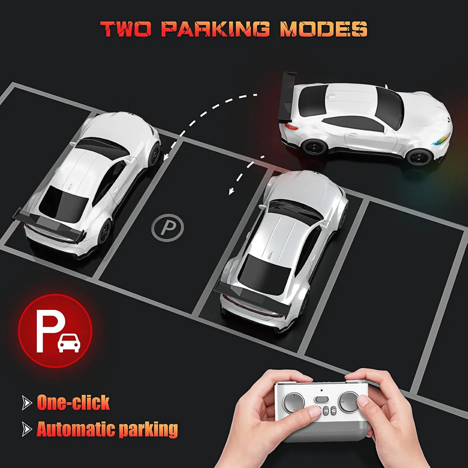 პულტიანი მანქანა ფუნქციური დასატენი სადგურითა და ავტომატური პარკირების ფუნქციით RC Car 1:16 Type C Charging High Speed 18KM/H with Charging Post, Automatic Parking, Led Lights & Sound CRAZON 333-XN24161 (BLUE) - Image 3