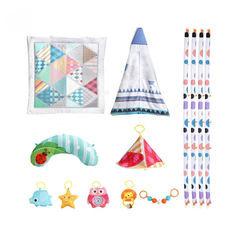 ჩვილის სათამაშო კარავი 2 ჩვილის განსავითარებელი ხალიჩა კარავი ბალიშითა და მობაილით - Image 3