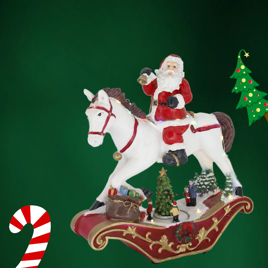 კერამიკის ცხენი თოვლის ბაბუა - Image 1